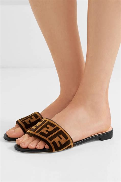 fendi logo print velvet slides|fendi ready to wear logo.